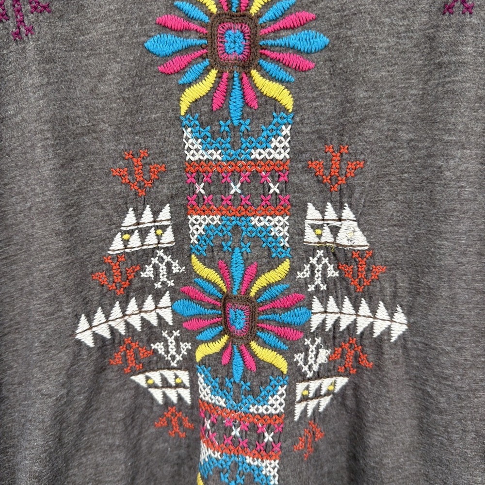 Johnny Was JWLA Embroidered Boho XS Cotton Blend Top Aztec Southwest Colorful - Picture 2 of 7